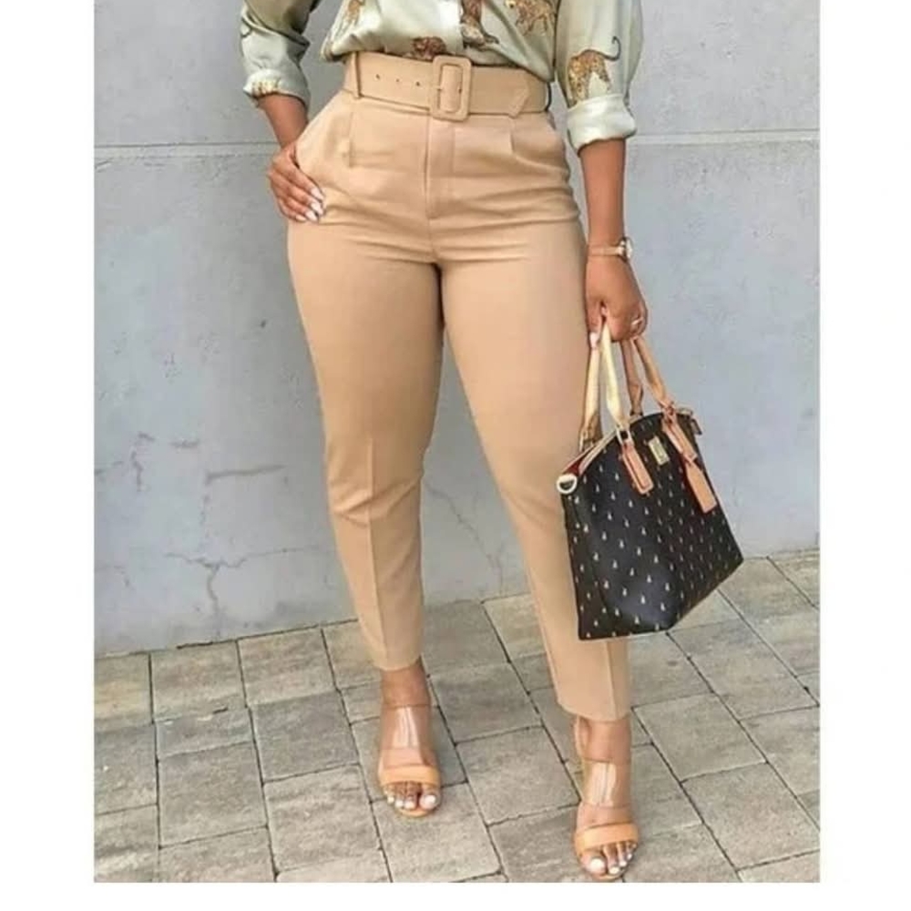 Metaphor Tan Tailored Trousers for Office Wear